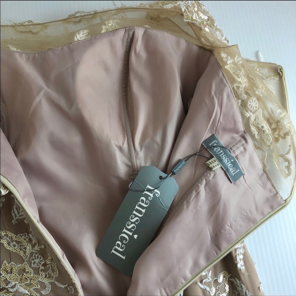 Franssical sequin applique chiffon champagne Gown - Picture 9 of 10